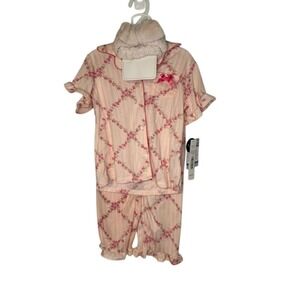 Nicole Miller Floral Lattice 3‎ PC Pointelle Sleep Set Pajamas 4T NEW